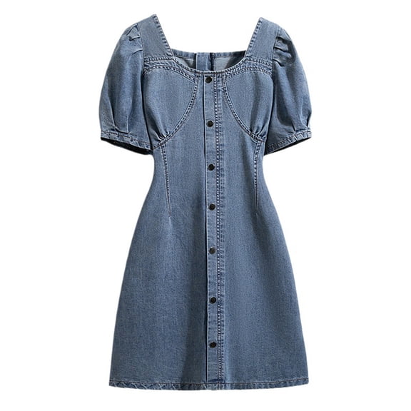 Women's Casual Denim Dress Summer Pure Color Daily Wear