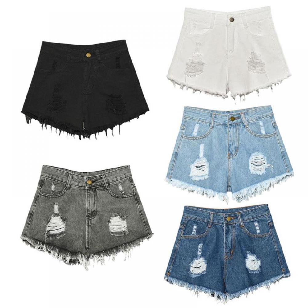 Women's Casual Denim Shorts Frayed Raw Hem Ripped Jeans Shorts