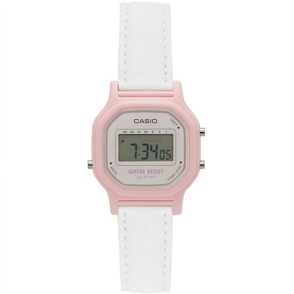 Women's Casual Digital Watch, White/Pink LA11WL-4A