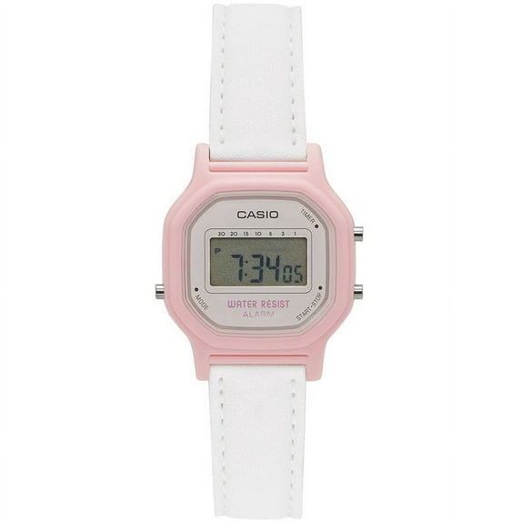 Women's Casual Digital Watch, White/Pink LA11WL-4A
