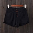 thumbnail image 1 of Women's Casual Distressed Denim Shorts with Wide Legs and Rough Edge Hem, 1 of 6