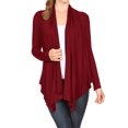 thumbnail image 1 of Women's Casual Draped Open Front Long Sleeve Solid Cardigan, 1 of 4