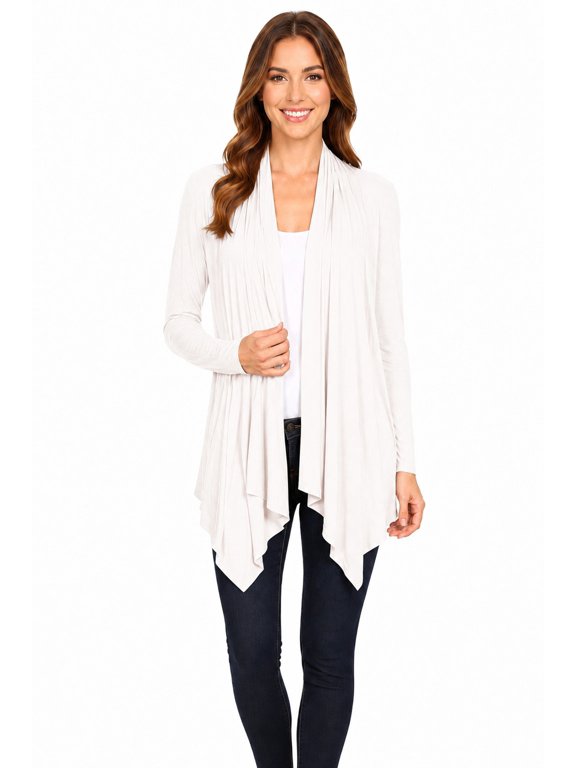 Women's Casual Draped Open Front Long Sleeve Solid Cardigan