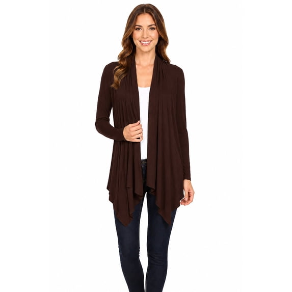 Women's Casual Draped Open Front Long Sleeve Solid Cardigan