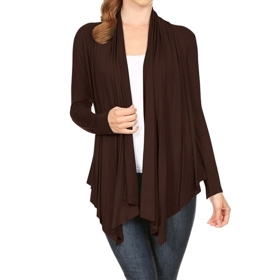 Women's Casual Draped Open Front Long Sleeve Solid Cardigan