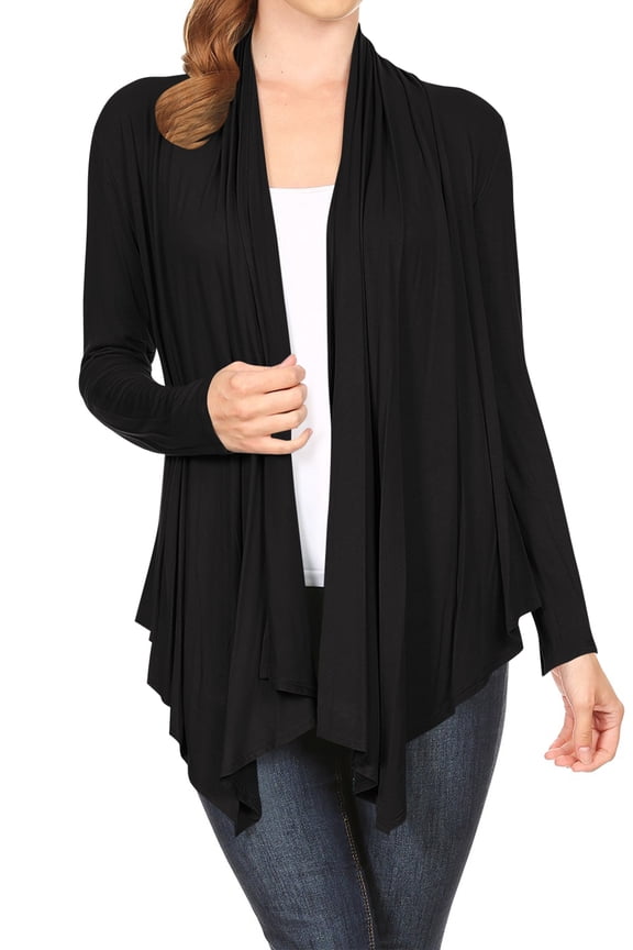 Women's Casual Draped Open Front Long Sleeve Solid Cardigan