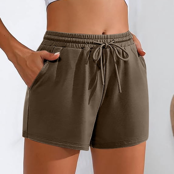 Women's Casual Drawstring Shorts with Pockets - Lightweight Polyester Athletic Shorts for Summer and Spring
