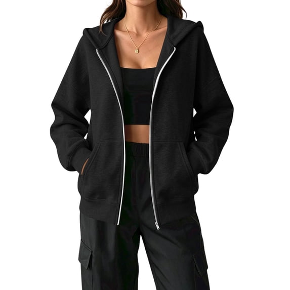 Women's Casual Drawstring Zip Up Hoodie with Pockets Ladies Lightweight Full Zipper Sweatshirt Jacket Soft Pullover Hoody Coat