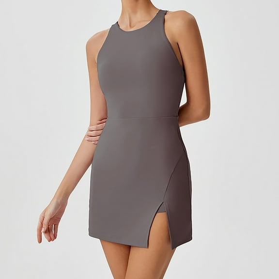 Women's Casual Dress Backless Split Tunic For Sports And Yoga With Built In Shorts And Pocket With Summer Activewear Dress Casual Rose Dress for Women Dresses for Women Casual Dress Clothes for Women
