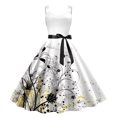 thumbnail image 1 of Women's Casual Tennis Dress Dresses For Women Sleeveless Knee Length A Line Flared Swing Formal Prom Party Dress White S, 1 of 2