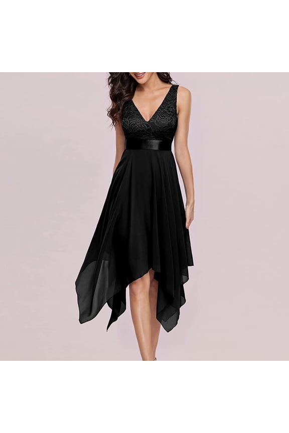 Women's Casual Dress Elegant Deep V Neck Sleeveless Lace Chiffon Party Wedding Maxi Dress For Daily Wear Vacation Dating Long Tan Dresses for Women Translucent Dresses for Women Womens Business Casual