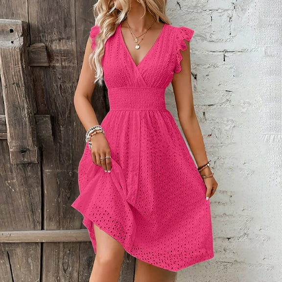 Women's Casual Dress Elegant Lace Jacquard Hollow Out Slim Fit Mid Length for Stylish Occasions and Everyday Wear