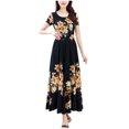 thumbnail image 1 of Women's Casual Dress Elegant O-Neck A-Line Long Sleeve Short Sleeve Printed Dress for Everyday Wear on Platform Black L, 1 of 3