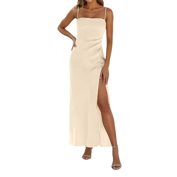 Women's Casual Dress Elegant Slit Spaghetti Strap Party Dress For Women Summer Beach Evening Gown
