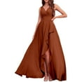 thumbnail image 1 of Women's Casual Dress Elegant Spring Midi Evening Gown High Waist V Neck Party Dress For Everyday Wear, 1 of 5