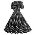 thumbnail image 1 of Women's Casual Tennis Dress Elegant Square Neck Short Sleeves Bow Design Modern Everyday Dress for Daily Wear Black L, 1 of 8