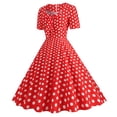 thumbnail image 1 of Women's Casual Tennis Dress Elegant Square Neck Short Sleeves Bow Design Modern Everyday Dress for Daily Wear Red S, 1 of 8