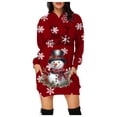 thumbnail image 1 of Women's Casual Dress Festive Snowman Christmas Print Long Sleeve Hooded Sweatshirt Hoodie Fashion Comfortable Winter Outfit, 1 of 1