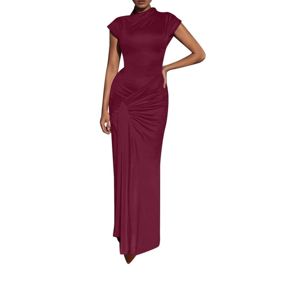 Women's Casual Dress Flowy Long Maxi Dress Round Neck Comfortable Everyday Wear Outfit Versatile