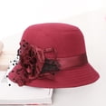 thumbnail image 1 of Women's Casual Dress Hat,Retro British Style Wool Wide Brim Cloche Hat with Flower Decoration,Autumn Winter Fashion Hat for Formal Occasions and Daily Wear, Elegant Vintage Inspired Design Brick Red, 1 of 6