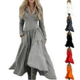 thumbnail image 1 of Women's Casual Dress Long Sleeve Western Cowboy Patchwork Fitted Denim Style Midi Dress for Spring Fall,Light Gray,2XL, 1 of 4
