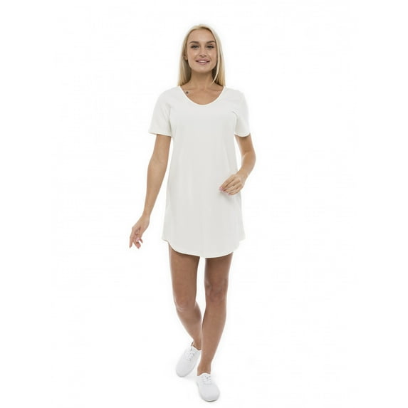 Women's Casual Dress Loose Fit V-Neck Nightgown, XL, White, by Ambesonne