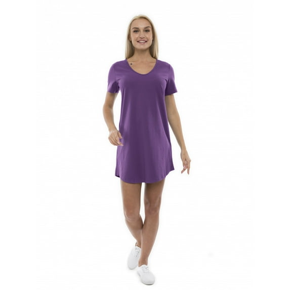 Women's Casual Dress Loose Fit V-Neck Nightgown, XXL, Pale Purple, by Ambesonne