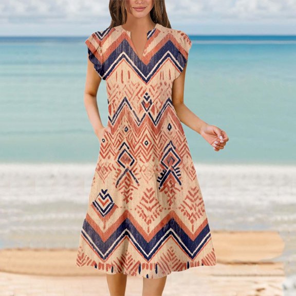 Women's Casual Dress For Outings Home And Beach With Floral Print Loose Fit Ideal For Spring Summer And Fall Tee Dress Casual Pocket Dress Womens Midi Dress Tummy Hiding Dresses for Women Long Casual