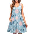 thumbnail image 1 of ZQUUVOU Women's Casual Dress Printed Floar Sleeveless Round Neck Short Floral Dress Pink, 1 of 5