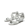 thumbnail image 1 of BURUDANI Women's Casual Dress Shoes Ankle Strap Low Wedge Sandals Fashion Open Toe Sandals SILVER Size 8.5 wide available, 1 of 5