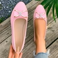 thumbnail image 1 of Women's Casual & Dress Shoes Plus Size Pointed Toe Bowknot Rhinestone Comfortable Daily Wear Spring Summer Wide Width Office Work Pink 7.5, 1 of 9