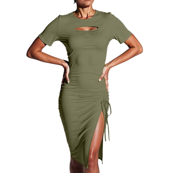 Women's Casual Dress Short Sleeve Round Neck Bodycon Mini Dress For Daily Wear Home Spring Summer Fall Outfit