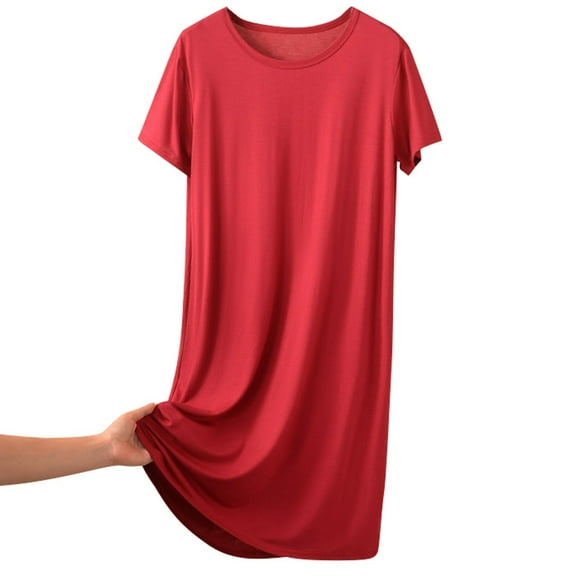 Women's Casual Dress Short Sleeve Round Neck Comfortable Home Leisure Spring Summer Flowy Lightweight Breathable Soft Stretchy Fashionable Versatile Everyday Wear Womens Casual Trendy Midi Dresses