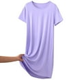 thumbnail image 1 of Women's Casual Dress Short Sleeve Round Neck Comfortable Home Leisure Spring Summer Flowy Lightweight Breathable Soft Stretchy Fashionable Versatile Everyday Wear Womens Casual Trendy Midi Dresses, 1 of 8