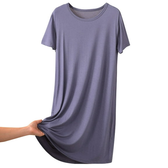 Women's Casual Dress Short Sleeve Round Neck Comfortable Home Leisure Spring Summer Flowy Lightweight Breathable Soft Stretchy Fashionable Versatile Everyday Wear Womens Casual Trendy Midi Dresses