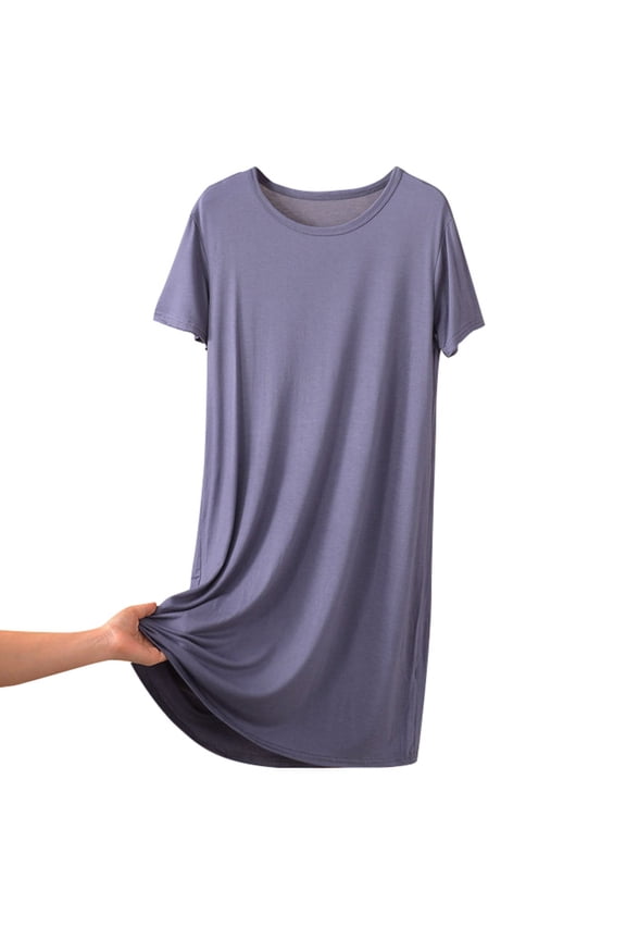 Women's Casual Dress Short Sleeve Round Neck Comfortable Home Leisure Spring Summer Flowy Lightweight Breathable Soft Stretchy Fashionable Versatile Everyday Wear Womens Casual Trendy Midi Dresses