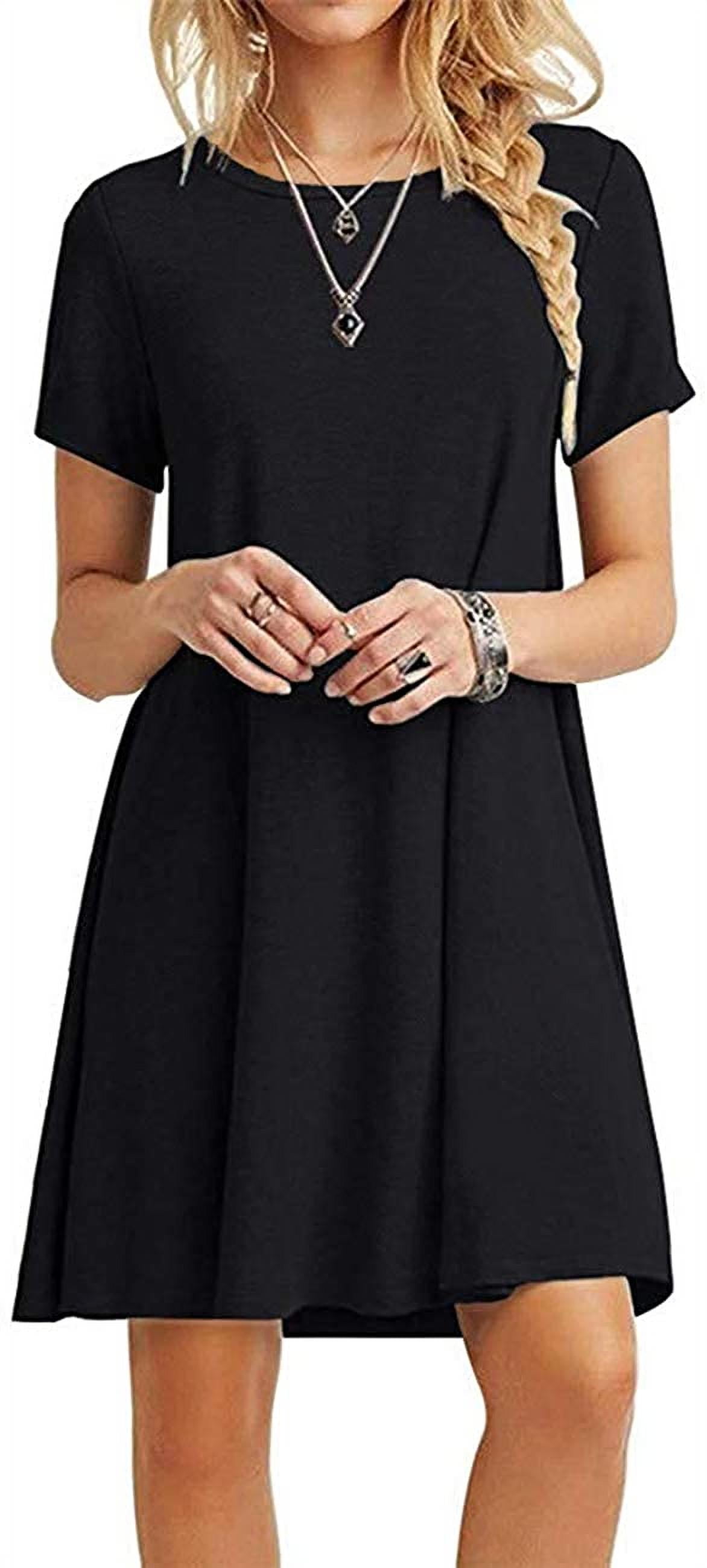 Women's Casual Dress Short Sleeves Knit T Shirt Swing Dress - Walmart.com