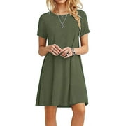 NAMOTU Women's Casual Dress Short Sleeves Knit T Shirt Swing Dress