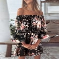 thumbnail image 1 of Women's Casual Tennis Dress Sleeveless Summer Off Shoulder Floral Short Dress for Women Loose Casual Party Dress Black XL, 1 of 4