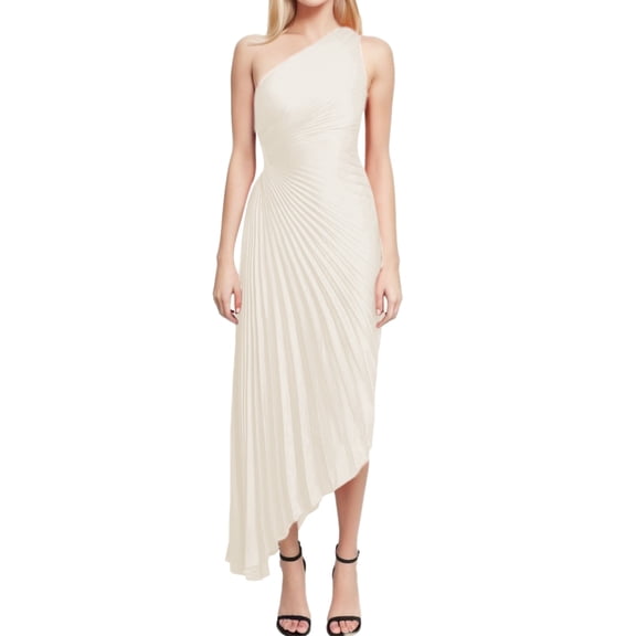 Women's Casual Dress Solid Color One Shoulder Off Ruffle Hollow Out Evening Gown Satin Casual Dress for Ladies Swing Dress with Pockets Top Long Dresses Ladies Casual Dresses Long Sleeve Summer