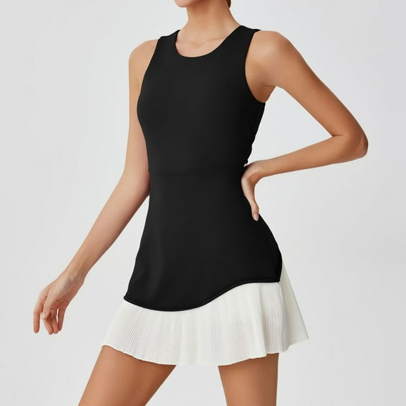 Women's Casual Dress For Sport And Yoga Sleeveless Style With Back Cutout Includes Built In Bra And Pants With Pocket For Summer Activities Dresses for Women Swing Dresses Women Casual Summer V Neck