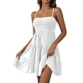 thumbnail image 1 of Women's Casual Dress Strapless Mini Textured Boho Summer Flowy A-Line Dress for Daily Outfit, 1 of 2