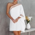 thumbnail image 1 of Women's Casual Tennis Dress Summer Dress For Women Shoulder Half Bat Sleeve Solid Lace Casual Tennis Dresses Loose Beach Sun Dress White L, 1 of 3