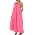 thumbnail image 1 of Women's Casual Dress U Neck Sleeveless Pullover Solid Color Maxi Dress For Daily Wear Comfortable Flowy Summer Dress With Wide Straps, 1 of 5