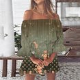thumbnail image 1 of Women's Casual Tennis Dress Women Summer Dresses Print Beach Off Shoulder Tunic Casual Loose Fit Sleeve Dress Green XXL, 1 of 4