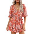 thumbnail image 1 of Women's Casual Tennis Dress Women's 2023 Lady Elegant Knitting Lace Cape Dress Plus Size Fashion Printing Neck Half Sleeve Pencil Dresses Orange S, 1 of 4