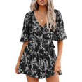 thumbnail image 1 of Women's Casual Tennis Dress Women's 2023 Lady Elegant Knitting Lace Cape Dress Plus Size Fashion Printing Neck Half Sleeve Pencil Dresses White XL, 1 of 4