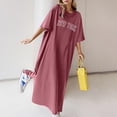 thumbnail image 1 of Women's Casual Dress Women's Summer Loose Casual Print Short Sleeve T Shirt Long Dress Pink M, 1 of 3