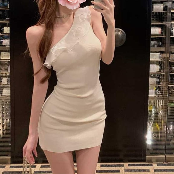 Women's Casual Dresses Fashion Solid Color Crew Neck Mid-Length Dress Casual Slim Fit Sleeveless Sundress
