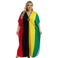 thumbnail image 1 of Women's Casual Dresses Summer Printing V-Neck Kaftan Robe Batwing Sleeve Vacation Outfits Dress Plus Size Resort Wear Maxi Beach Dress, 1 of 1